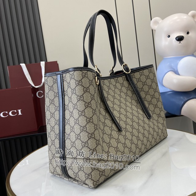 Gucci專櫃古馳最新款購物袋GG圖案條紋織大號肩背包 jh1991型號：815213